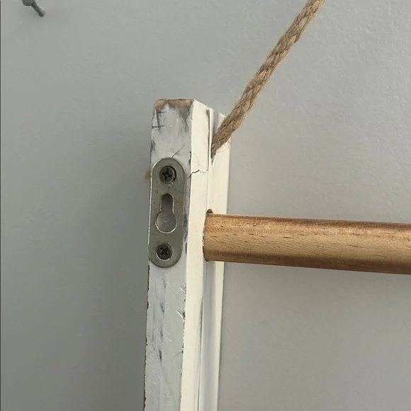 Rustic White and Natural Wood Hanging Ladder Wall Decor - Picture 4 of 4